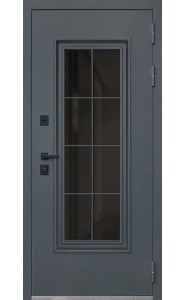 Дверь Titanium с окном и английской решеткой (Термо) Букле графит