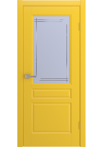 Дверь Лига Бэль желтая, эмаль со стеклом