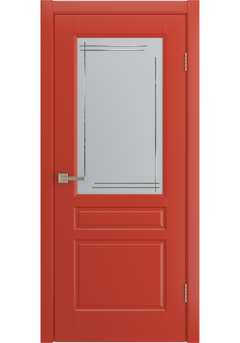 Дверь Лига Бэль красная, эмаль со стеклом