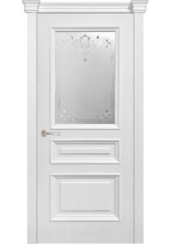 Дверь Багетто 1 белая эмаль со стеклом ДО