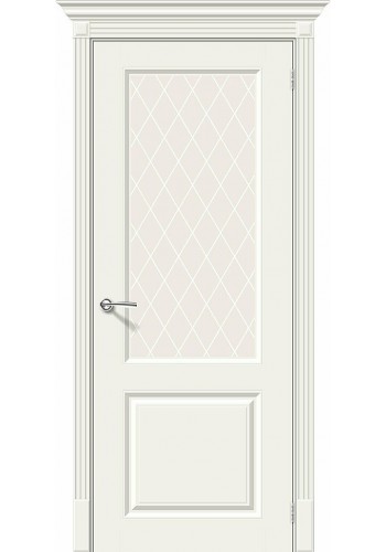 Межкомнатная дверь Скинни-13, со стеклом, цвет Whitey