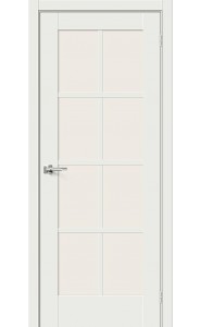 Межкомнатная дверь Прима-11.1, со стеклом, цвет White Matt