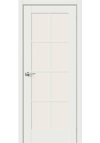 Межкомнатная дверь Прима-11.1, со стеклом, цвет White Matt