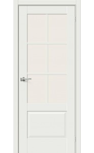 Межкомнатная дверь Прима-13.0.1, со стеклом, цвет White Matt