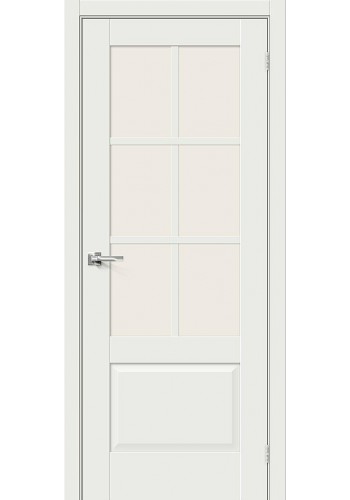 Межкомнатная дверь Прима-13.0.1, со стеклом, цвет White Matt