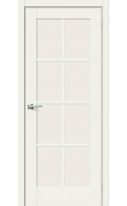 Межкомнатная дверь Прима-11.1, со стеклом, цвет White Mix