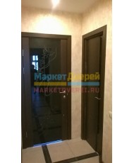 Фото установленной Дверь Лига Аморе, Бирюза эмаль со стеклом
