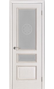 Дверь межкомнатная Вена Версаче Белая патина, со стеклом
