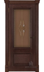 Дверь межкомнатная Корсика витраж Кармен (широкий фигурный багет) Дуб Brandy, со стеклом