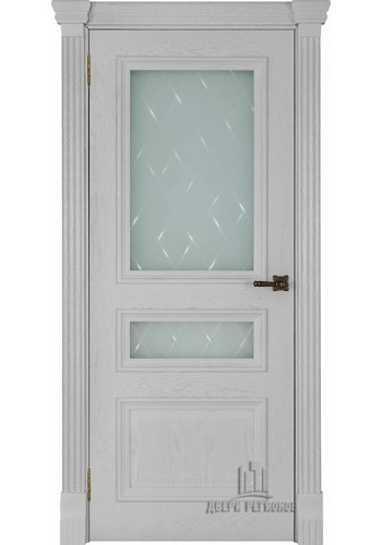 Дверь межкомнатная Барселона Квадро (широкий фигурный багет) Дуб Perla, со стеклом