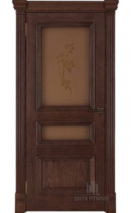 Дверь межкомнатная Барселона Соната (широкий фигурный багет) Дуб Brandy, со стеклом