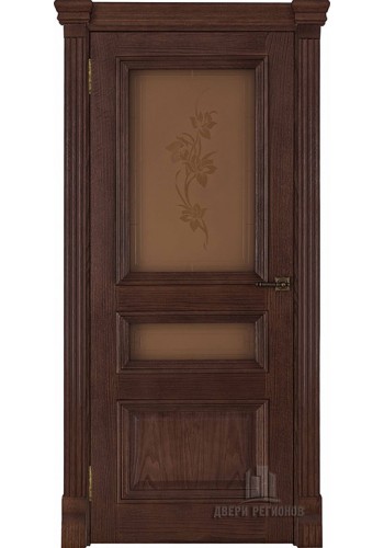 Дверь межкомнатная Барселона Соната (широкий фигурный багет) Дуб Brandy, со стеклом