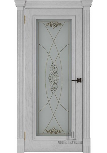 Дверь межкомнатная Тоскана витраж Мираж (широкий фигурный багет) Дуб Perla, со стеклом