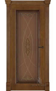 Дверь межкомнатная Тоскана витраж Мираж (широкий фигурный багет) Дуб Patina Antico, со стеклом