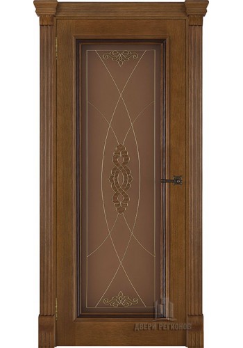 Дверь межкомнатная Тоскана витраж Мираж (широкий фигурный багет) Дуб Patina Antico, со стеклом