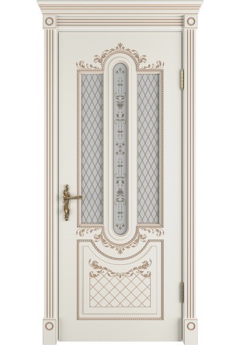 Межкомнатная дверь ВФД Александрия, со стеклом, цвет Ivory PC